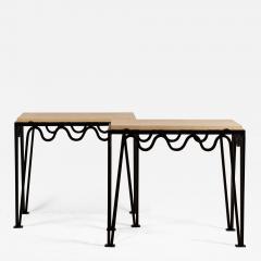  Design Fr res Pair of Chic M andre Black Iron and Travertine Side Tables by Design Fr res - 1295826