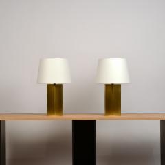  Design Fr res Pair of Chic Polished Brass and Parchment Paper Table Lamps - 1136931