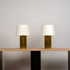  Design Fr res Pair of Chic Polished Brass and Parchment Paper Table Lamps - 1136971