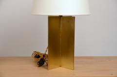  Design Fr res Pair of Chic Polished Brass and Parchment Paper Table Lamps - 1136975