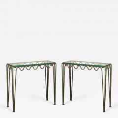  Design Fr res Pair of Chic Verdigris Meandre and Glass Consoles by Design Fr res - 2506738