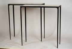  Design Fr res Pair of Chic Wrought Iron and Marble Esquisse Consoles by Design Fr res - 1207305