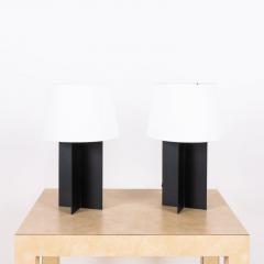  Design Fr res Pair of Croisillon Blackened Steel Lamps and Parchment Shades by Design Fr res - 3181736