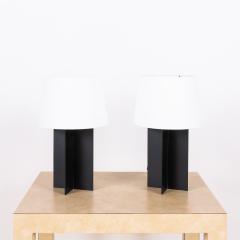  Design Fr res Pair of Croisillon Blackened Steel Lamps and Parchment Shades by Design Fr res - 3181738