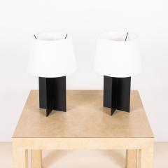  Design Fr res Pair of Croisillon Blackened Steel Lamps and Parchment Shades by Design Fr res - 3181741