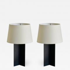  Design Fr res Pair of Croisillon Matte Black and Parchment Lamps - 740749