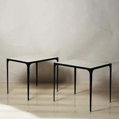  Design Fr res Pair of Diagramme Blackened Iron and Travertine End Tables by Design Fr res - 3104974