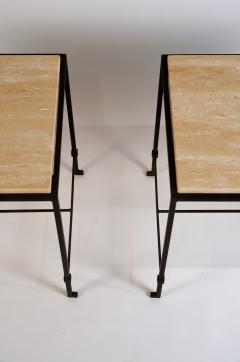  Design Fr res Pair of Diagramme Wrought Iron and Travertine Side Tables by Design Fr res - 978784