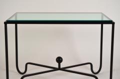 Design Fr res Pair of Entretoise Matte Black and Thick Glass End Tables by Design Fr res - 1279239