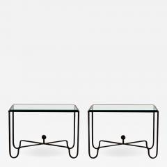  Design Fr res Pair of Entretoise Matte Black and Thick Glass End Tables by Design Fr res - 1280054