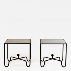  Design Fr res Pair of Entretoise Wrought Iron and Honed Marble Side Tables by Design Fr res - 1112638