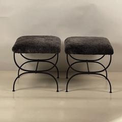  Design Fr res Pair of Grey Fur Strapontin Stools by Design Fr res - 3102422