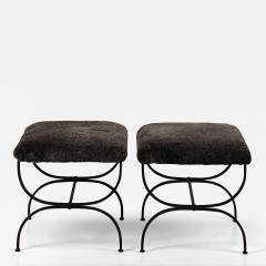  Design Fr res Pair of Grey Fur Strapontin Stools by Design Fr res - 3104148