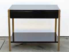  Design Fr res Pair of Laque Black Lacquer and Brass Night Stand - 929206