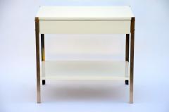  Design Fr res Pair of Laque Ivory Lacquer and Brass Night Stand - 929056