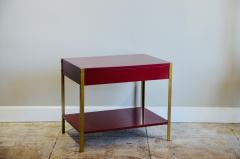  Design Fr res Pair of Laque Oxblood Lacquer and Brass Night Stand - 929139