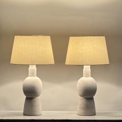  Design Fr res Pair of Large Bilboquet White Stoneware Lamps by Design Fr res - 3919621