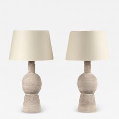  Design Fr res Pair of Large Bilboquet White Stoneware Lamps by Design Fr res - 3922747