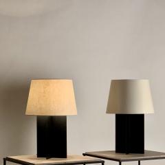  Design Fr res Pair of Large Cuatrolados Blackened Steel Lamps with Custom Parchment Shades - 1544751