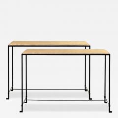  Design Fr res Pair of Large Diagramme Travertine Consoles by Design Fr res - 4484764