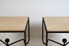  Design Fr res Pair of Large Entretoise Cream Travertine side tables by Design Freres - 981239
