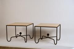  Design Fr res Pair of Large Entretoise Cream Travertine side tables by Design Freres - 981240