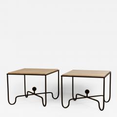  Design Fr res Pair of Large Entretoise Cream Travertine side tables by Design Freres - 982012