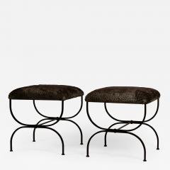  Design Fr res Pair of Large Faux Fur Strapontin Stools by Design Fr res - 1177266