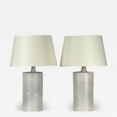  Design Fr res Pair of Large Satin White Rouleau Ceramic Table Lamps by Design Fr res - 4051070