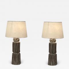  Design Fr res Pair of Large Sillons Pottery Lamps with Parchment Shades by Design Fr res - 3132385