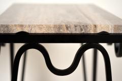  Design Fr res Pair of M andre Black Iron and Silver Travertine Side Tables by Design Fr res - 1337358