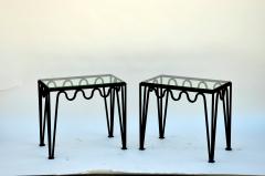  Design Fr res Pair of M andre Blackened Steel and Glass Side Tables - 924282