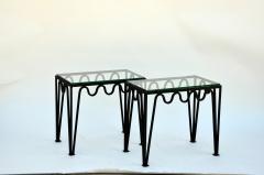  Design Fr res Pair of M andre Blackened Steel and Glass Side Tables - 924283