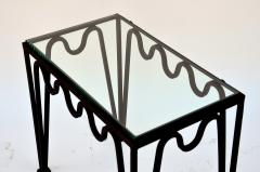  Design Fr res Pair of M andre Blackened Steel and Glass Side Tables - 924285