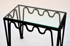  Design Fr res Pair of M andre Blackened Steel and Glass Side Tables - 924286