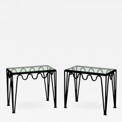  Design Fr res Pair of M andre Blackened Steel and Glass Side Tables - 924932