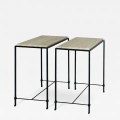  Design Fr res Pair of Narrow Diagramme Travertine End Tables by Design Fr res - 4389215