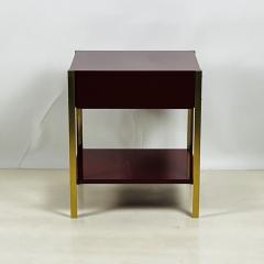  Design Fr res Pair of Narrow Laque Oxblood Lacquer and Brass Night Stands by Design Fr res - 4140509