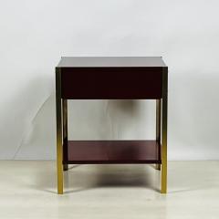  Design Fr res Pair of Narrow Laque Oxblood Lacquer and Brass Night Stands by Design Fr res - 4140512