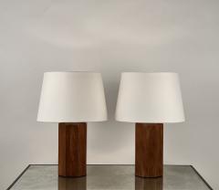  Design Fr res Pair of Octogone Walnut Table Lamps with Parchment Shades by Design Fr res - 3631334