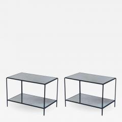  Design Fr res Pair of Rectiligne Wrought Iron and Mirror End Tables - 929212