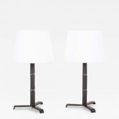  Design Fr res Pair of Sellier Stitched Black Leather Lamps by Design Fr res - 3196611