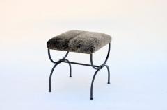  Design Fr res Pair of Strapontin Wrought Iron and Fur Stools - 719945