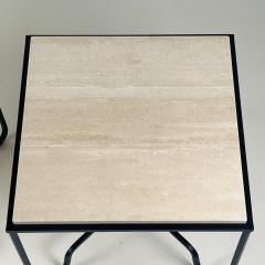  Design Fr res Pair of Tall Iron and Travertine Entretoise Side Tables by Design Fr res - 4717869