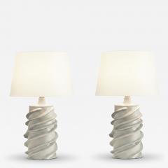  Design Fr res Pair of White Strates Ceramic Lamp by Design Fr res - 4490719