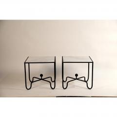  Design Fr res Pair of Wrought Iron and Marble Entretoise Side Tables by Design Fr res - 1079125