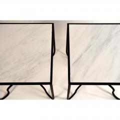  Design Fr res Pair of Wrought Iron and Marble Entretoise Side Tables by Design Fr res - 1079128