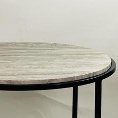  Design Fr res Round Diagramme Side Table or Gu ridon in Silver Travertine by Design Fr res - 4413235