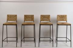  Design Fr res Set of 4 Campagne Steel and Rush Counter Stools by Design Fr res - 1024644
