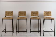  Design Fr res Set of 4 Campagne Steel and Rush Counter Stools by Design Fr res - 1024644